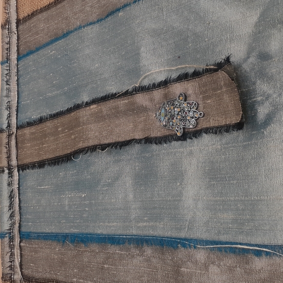 BOHO Hand made Hamsa Wall Hanging Silk mixed Media - Picture 3 of 5